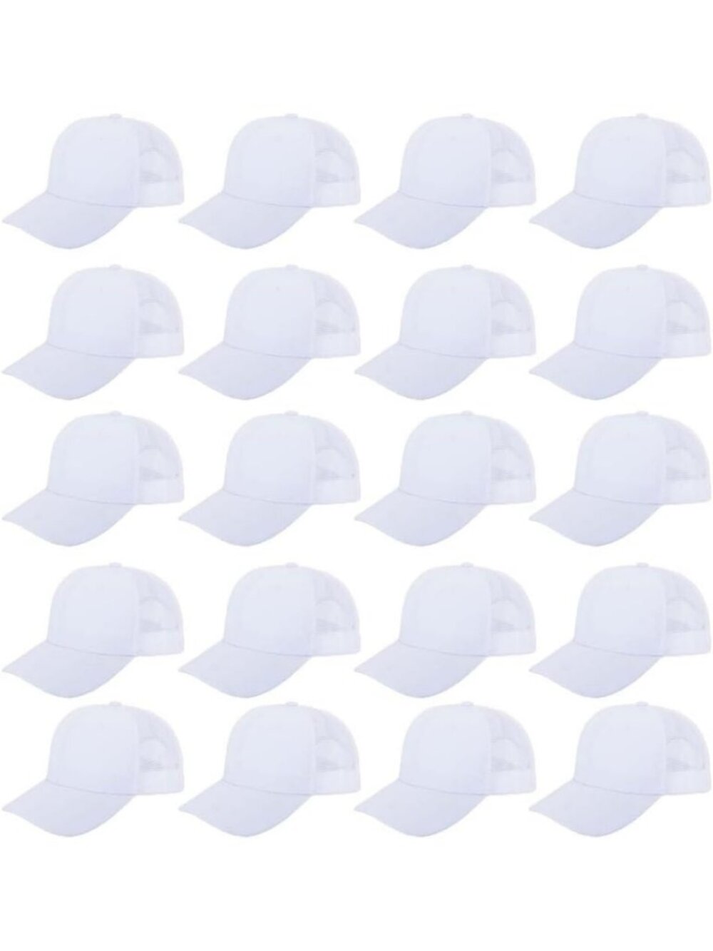 20 Pack Blank Mesh Trucker Hats - Adjustable Snapback Caps for Men & Women